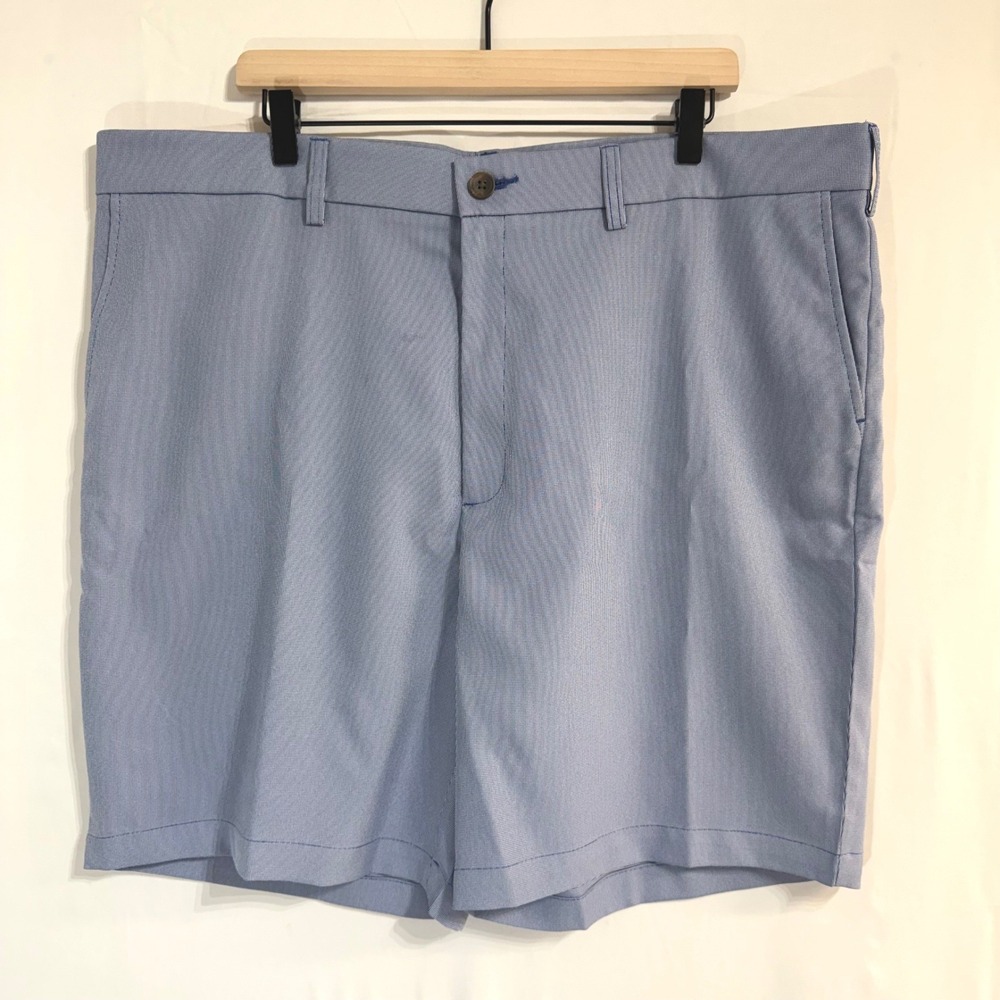 Haggar Performance Shorts Mens 42 Blue Micro Stretch Golf Moisture Wicking NEW